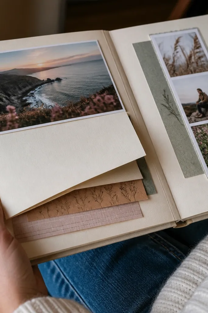 Fold-out letter panel on scrapbook page with a handwritten-style title and a small