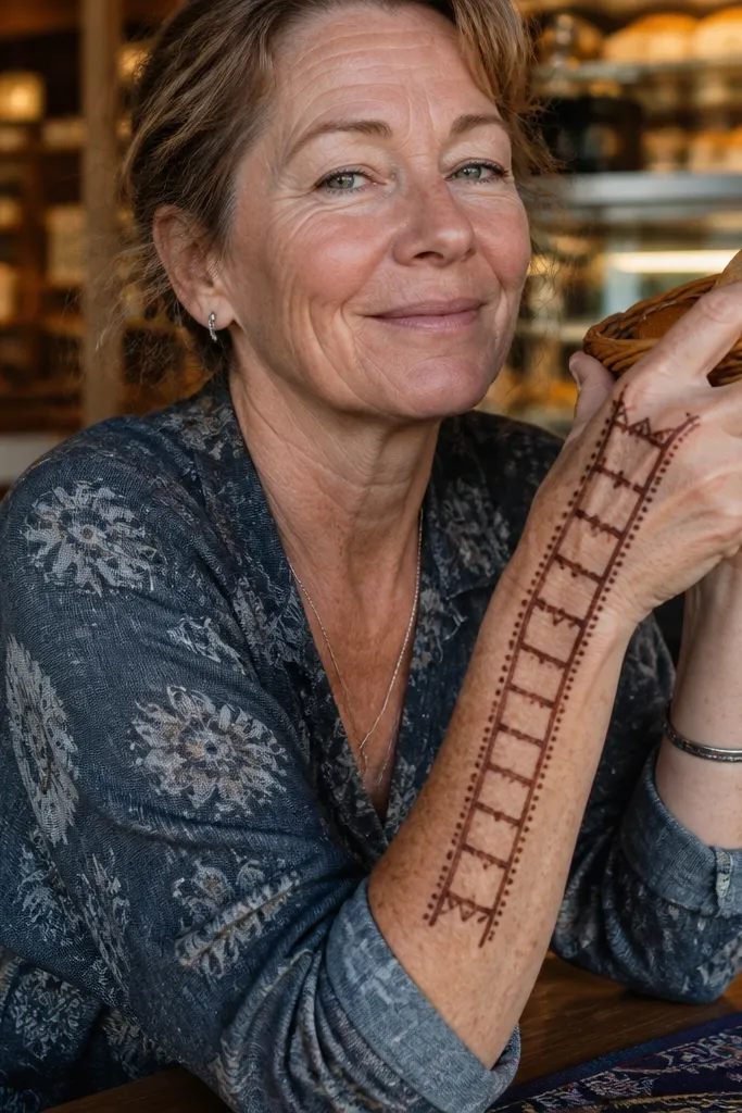 Step-like ladder pattern with small triangle blocks on both sides