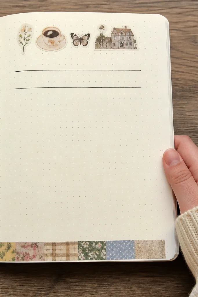 Journal page with a washi border along the bottom and a single title at the top