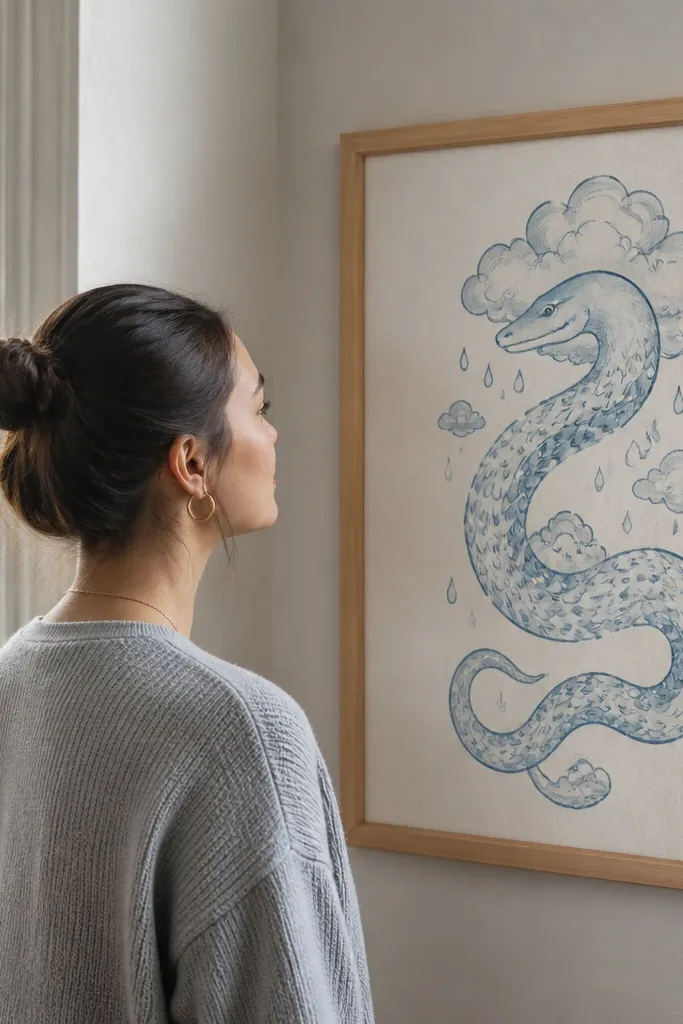 A snake under a cloud with raindrop-shaped scale pattern