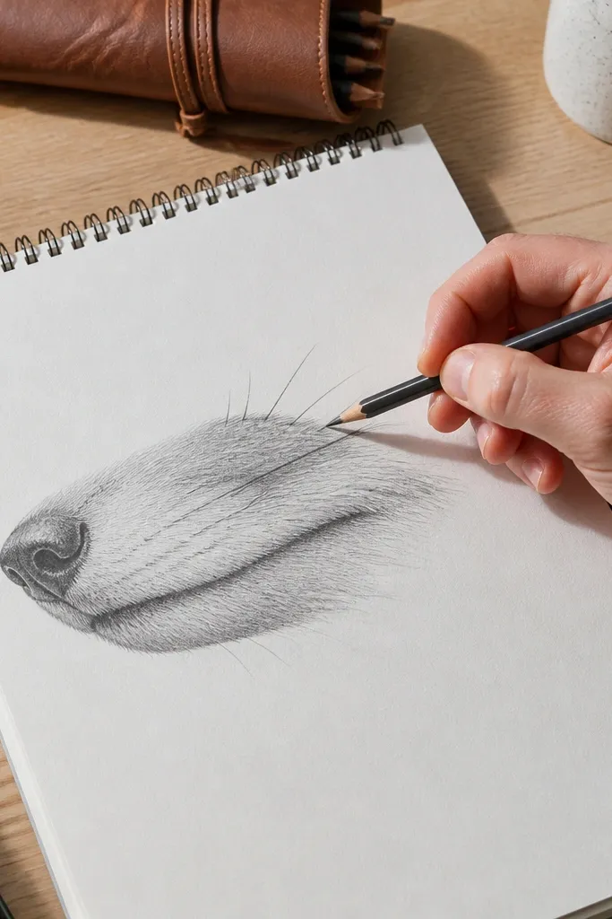 Detailed fox snout with nose and muzzle shading