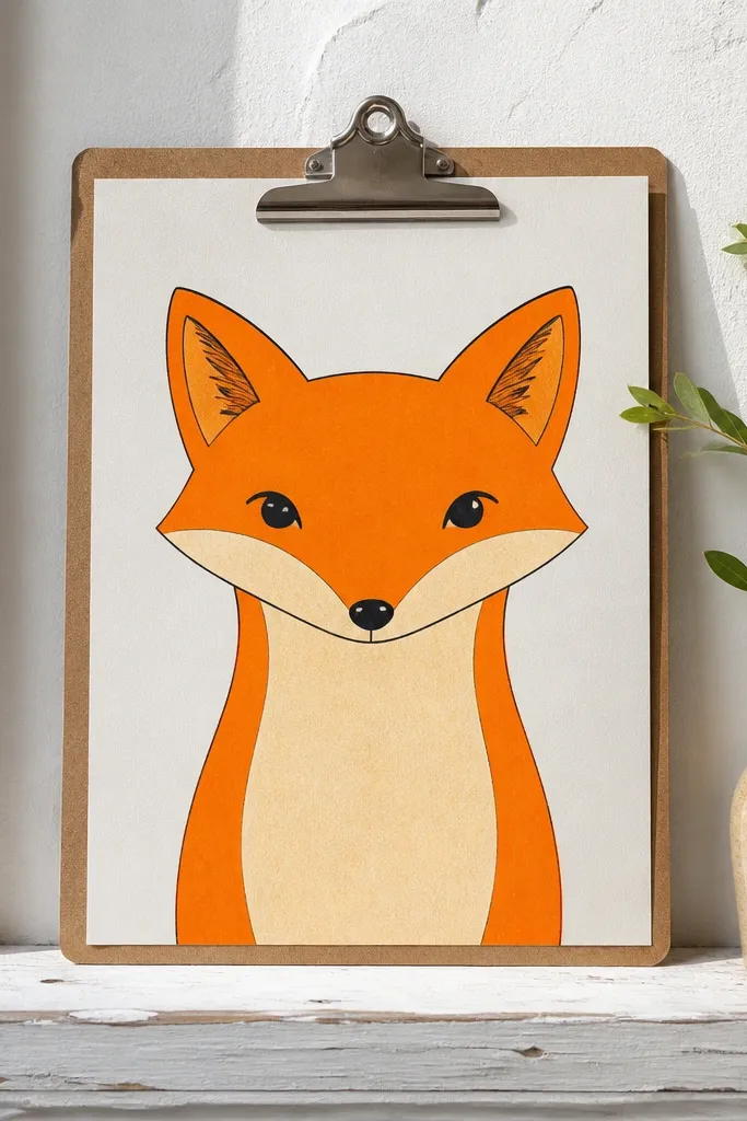 Fox with bold orange face and lighter belly split line