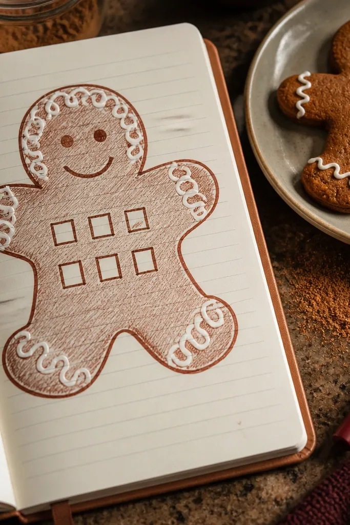 Cookie outline with frosting lines and tiny checkboxes inside