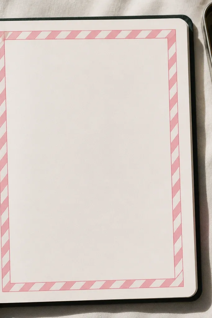 Thin candy stripe border around a writing area