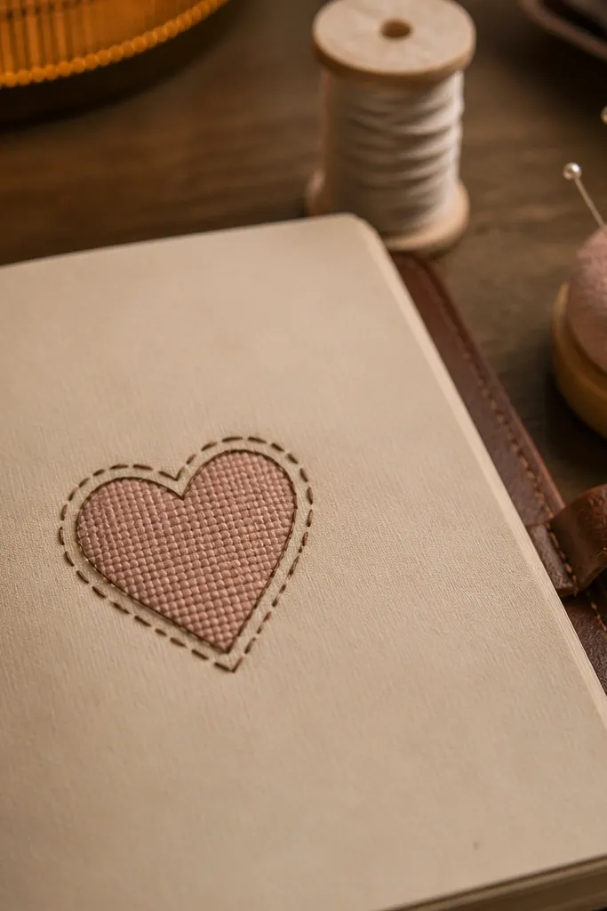 Heart outline with stitch-like dashed lines around it