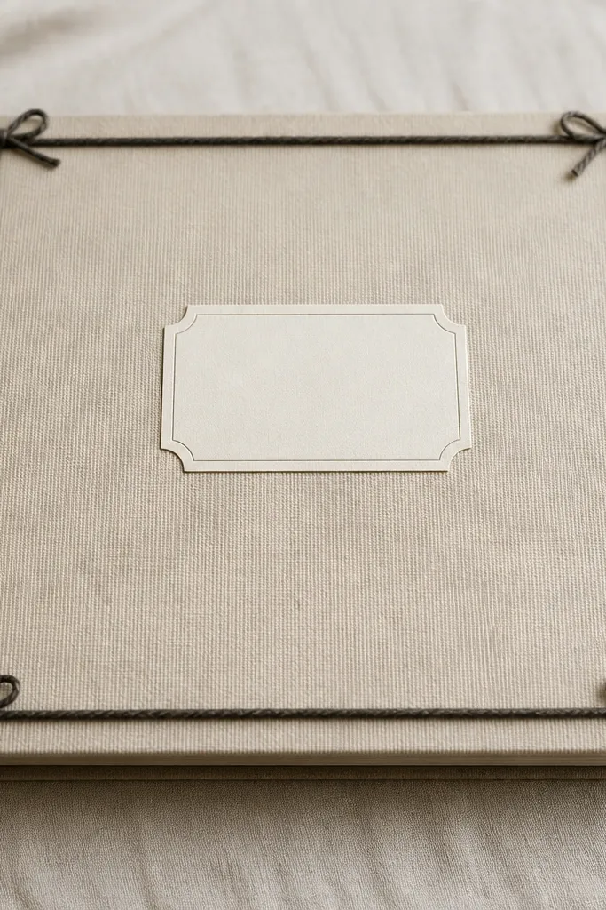 Twine border around the edge with a minimal black title on a white cover