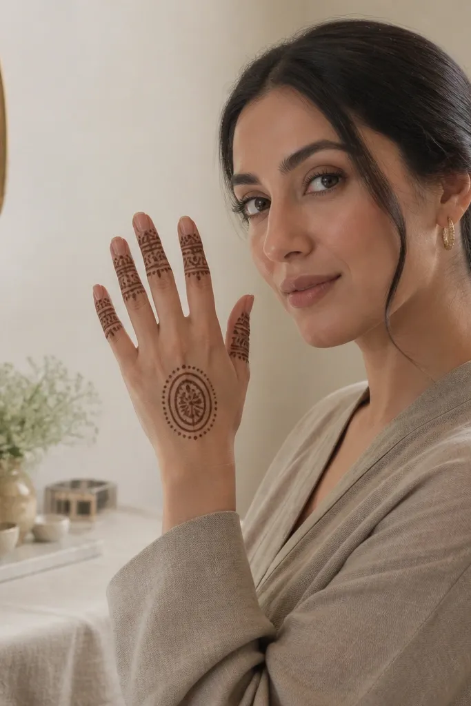 Five fingers with thin bands and one oval motif on the back of the hand