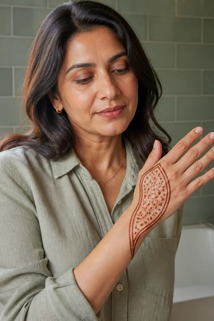 Two thin borders around the back of hand with tiny teardrop shapes inside