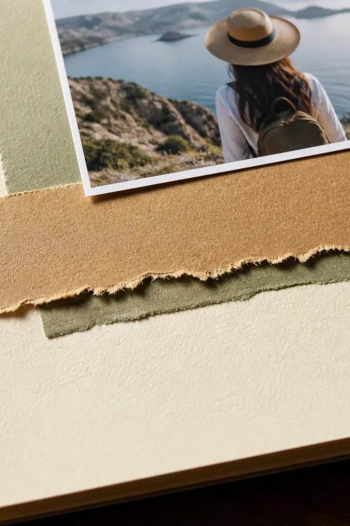 A torn paper strip across a page with a single above it