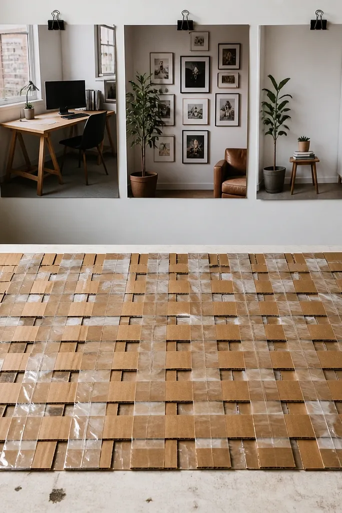A small cardboard loom pattern made from tape with a centered on it