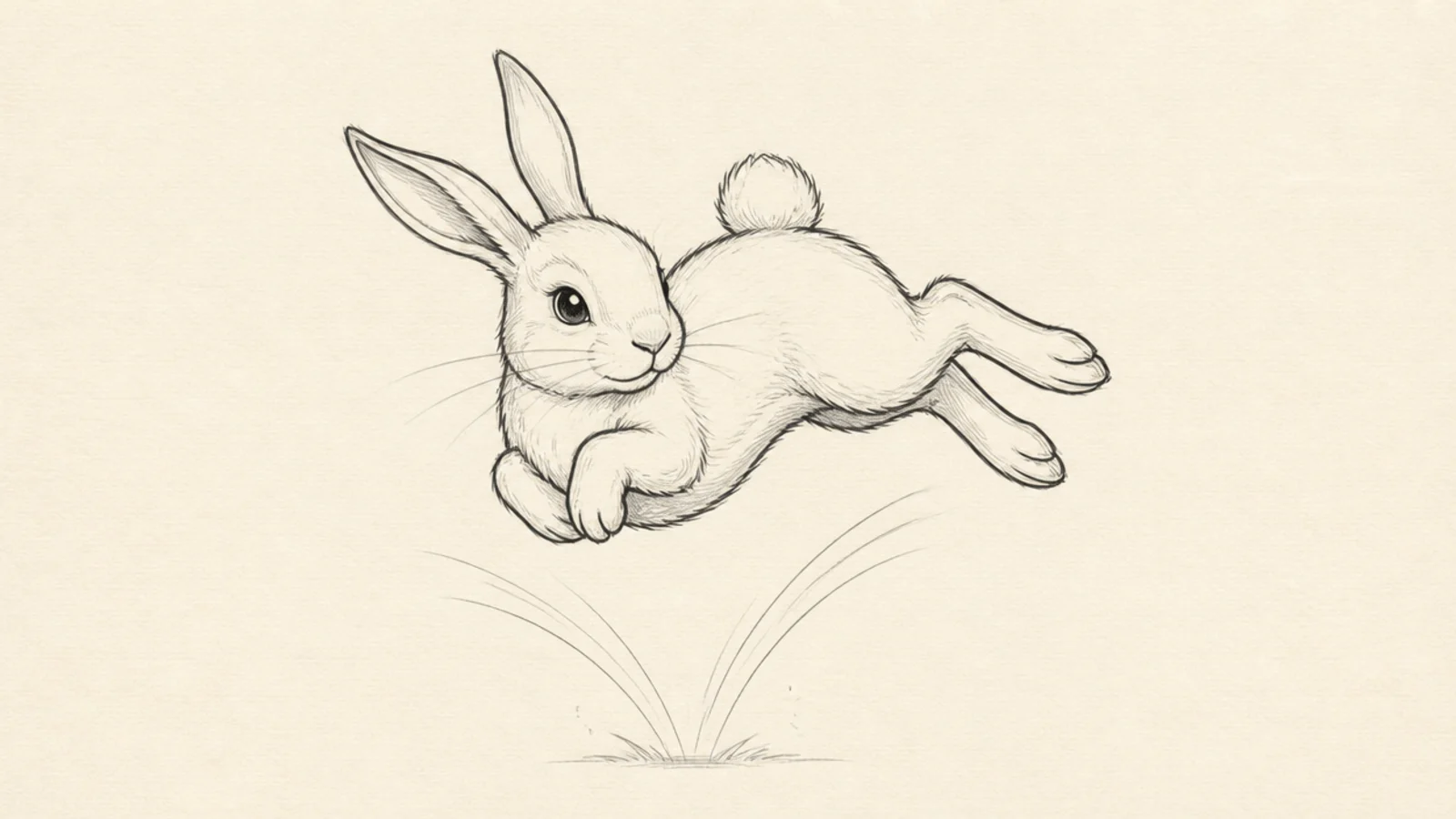 A bunny leaping and twisting in mid-air in a happy binky