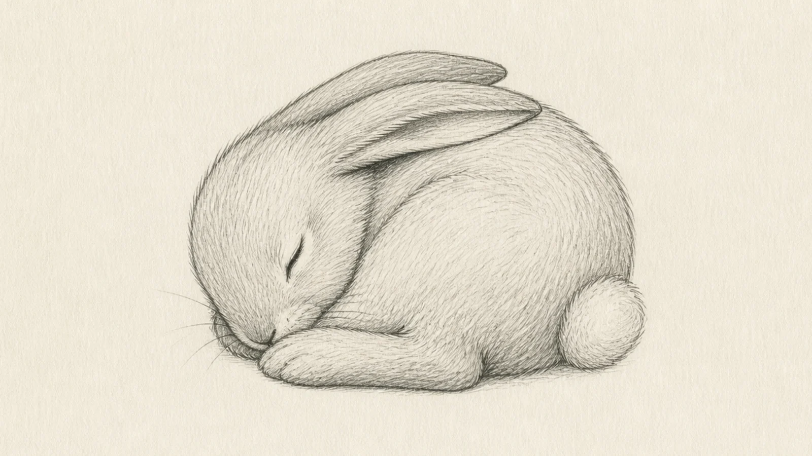 A bunny curled into a ball fast asleep