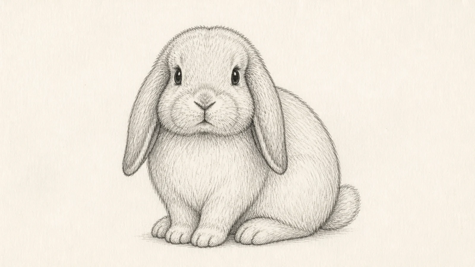 A bunny with long ears hanging down beside its face