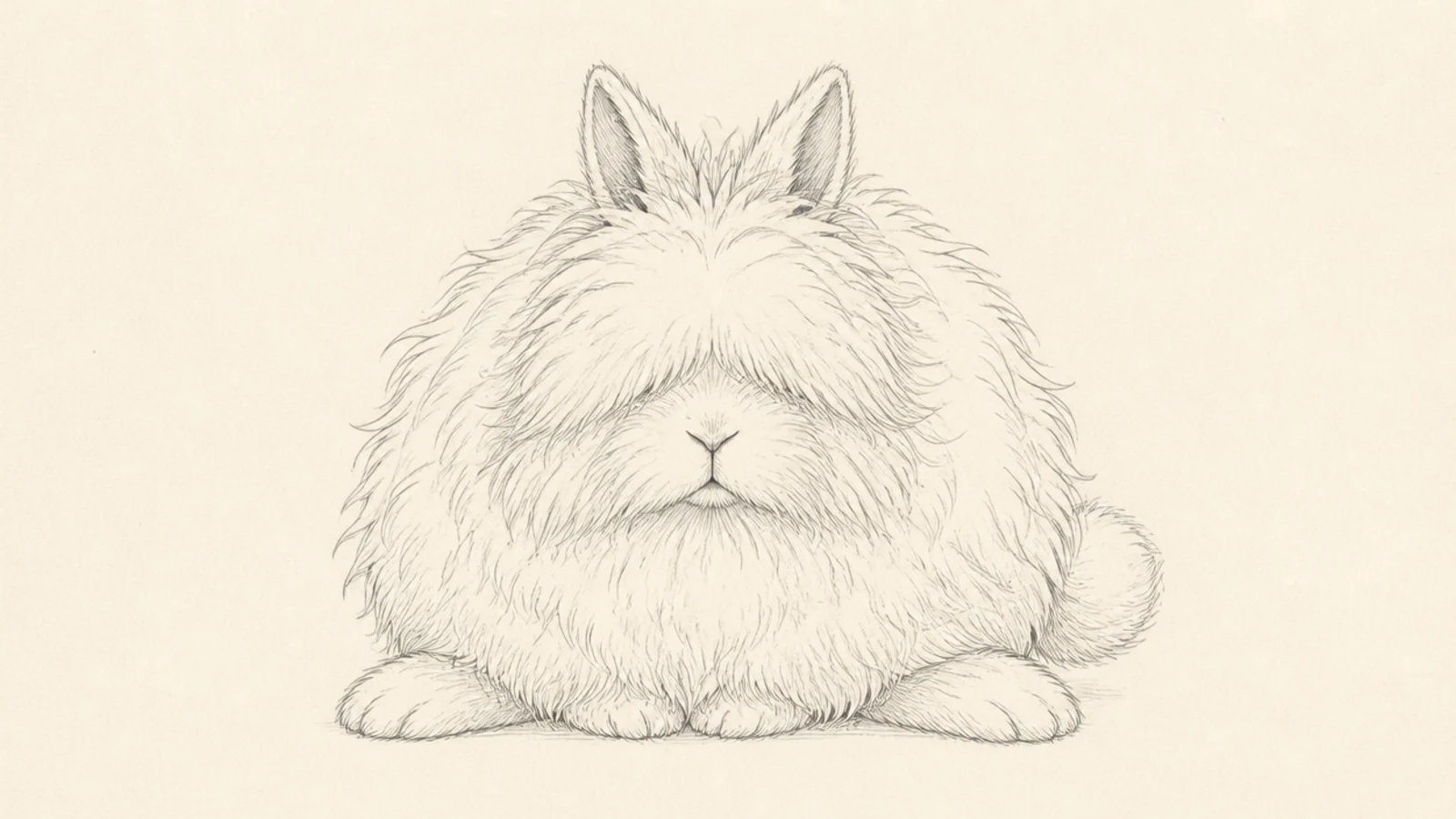A very fluffy round bunny with long soft fur