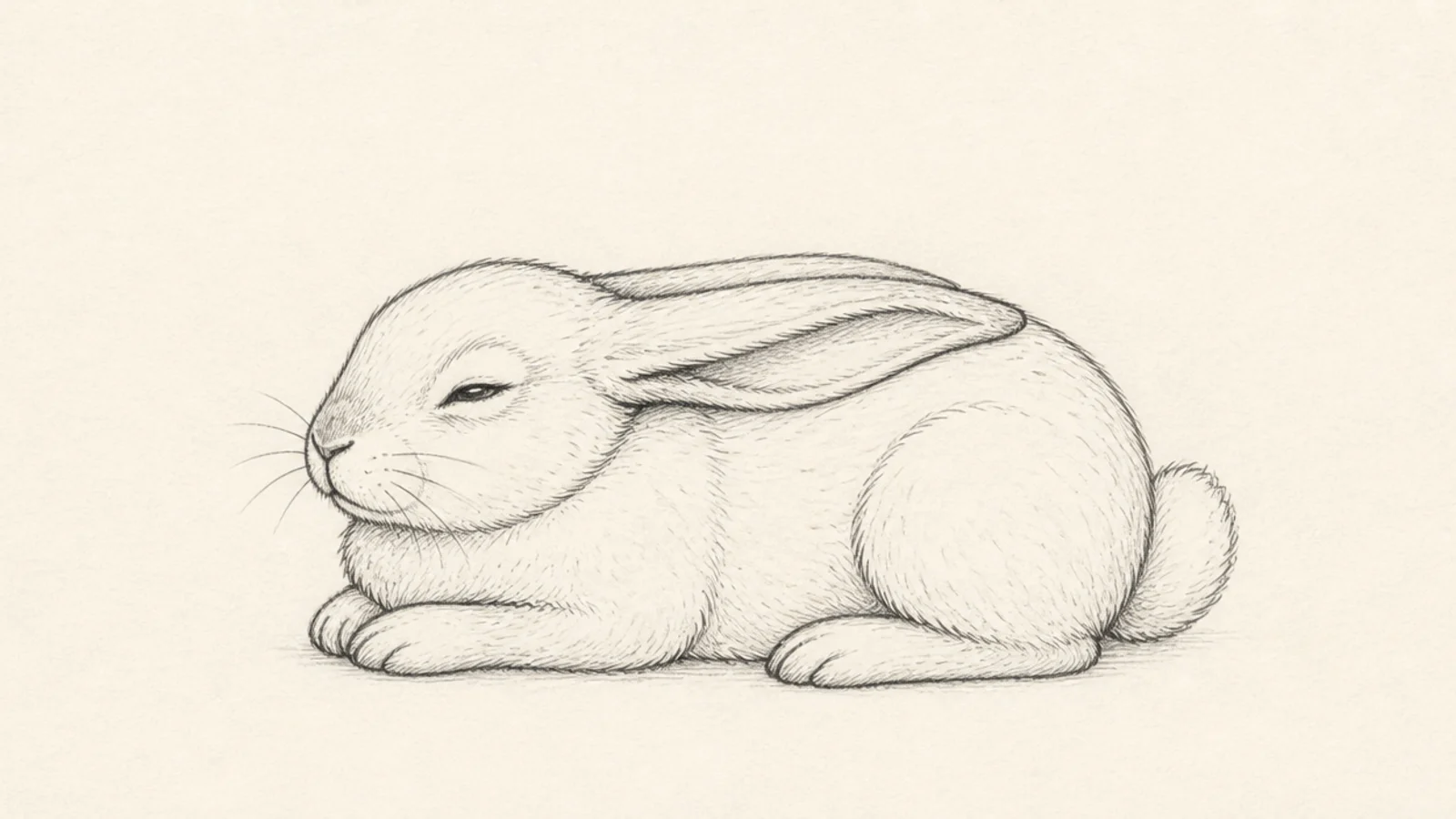 A content bunny with ears laid back along its body