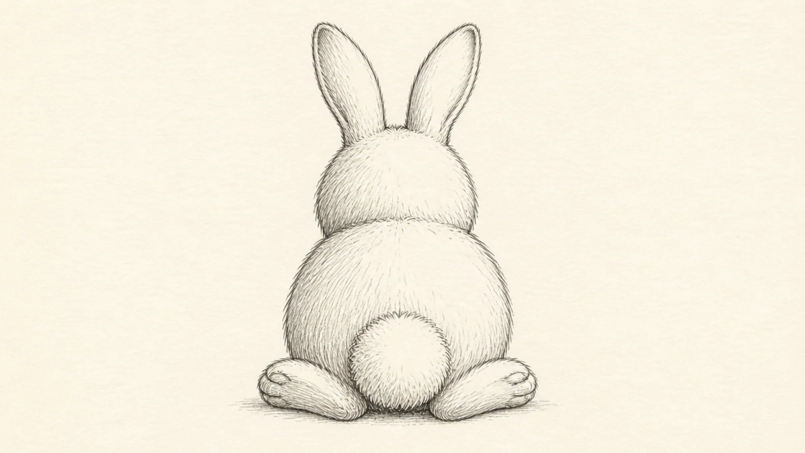 A bunny seen from behind showing its round cotton tail