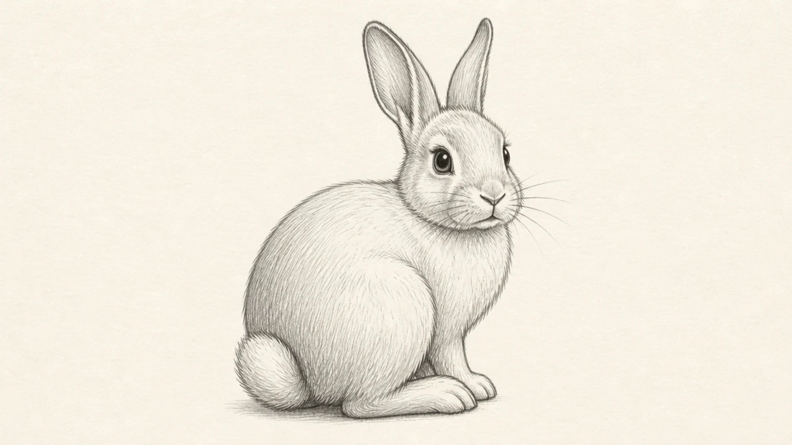 A bunny drawn at a three-quarter turned angle