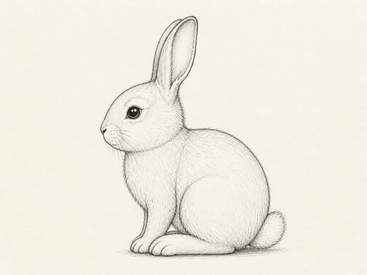 A side-profile portrait of a bunny's head and shoulders