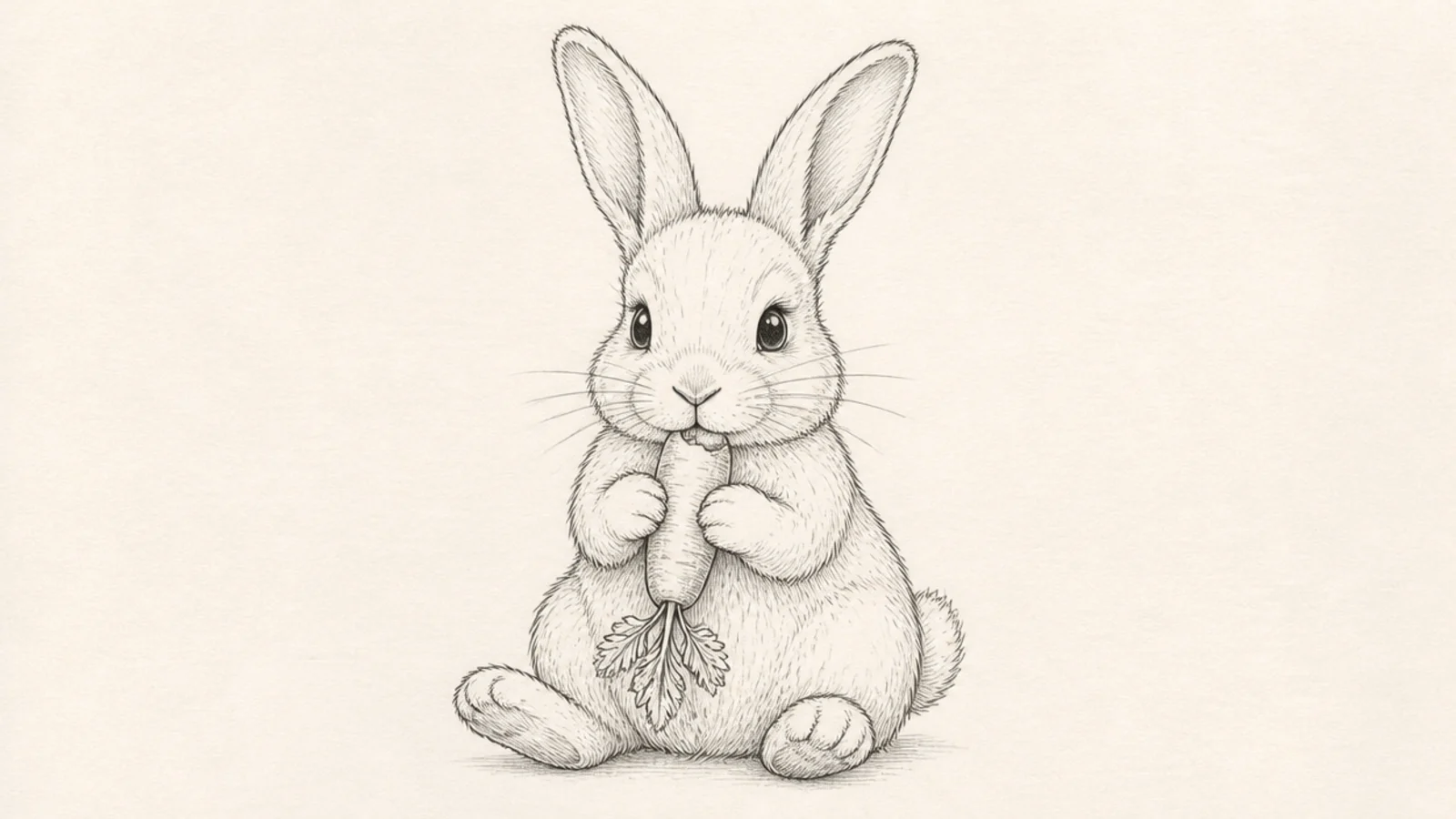 A bunny holding and nibbling a carrot