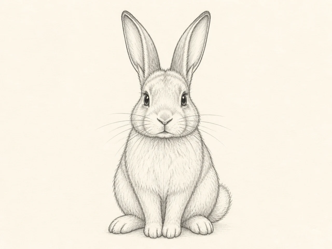 A front-facing portrait of a bunny's head and chest