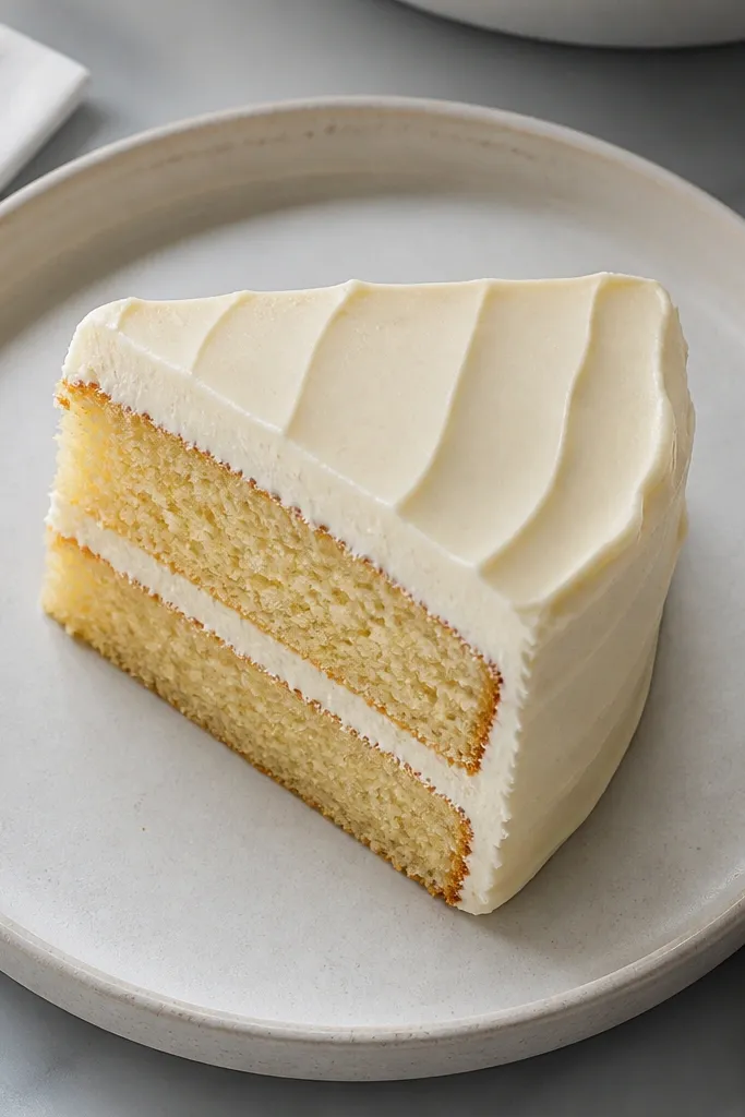 Vanilla slice on a plate with a thin rim and clean wedge shading