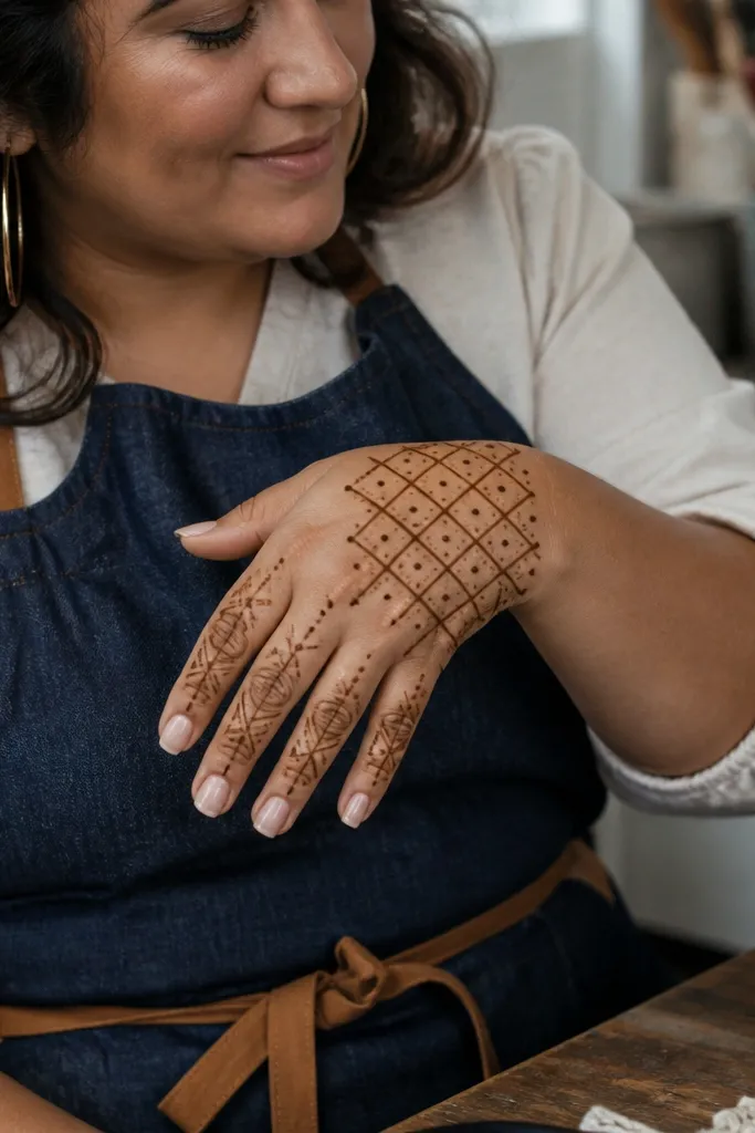 Light grid across knuckles with open diamond shapes between lines