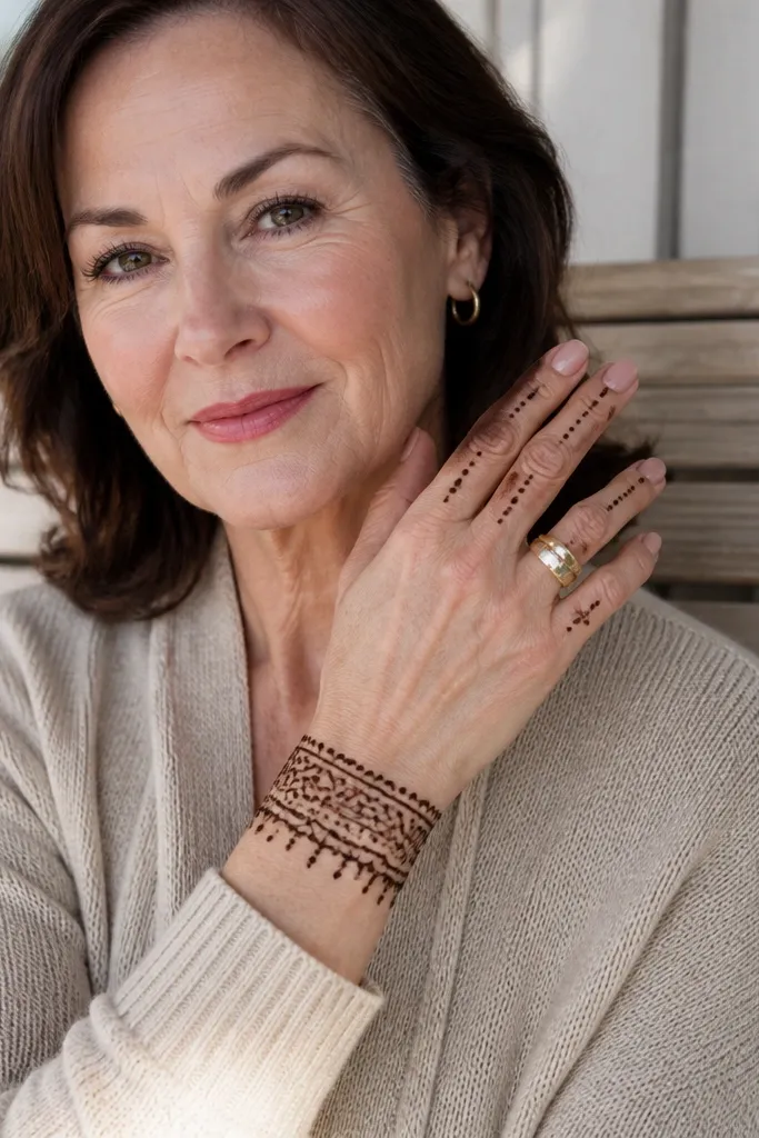 Minimal back hand design with a wrist cuff and dotted details near finger edges