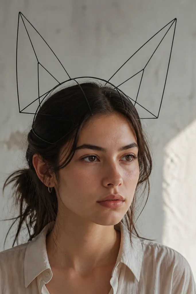 Fox ears drawn as planes attached to the skull oval