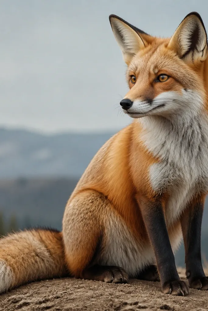 Fox drawing with light construction erased and clean shaded fur edges