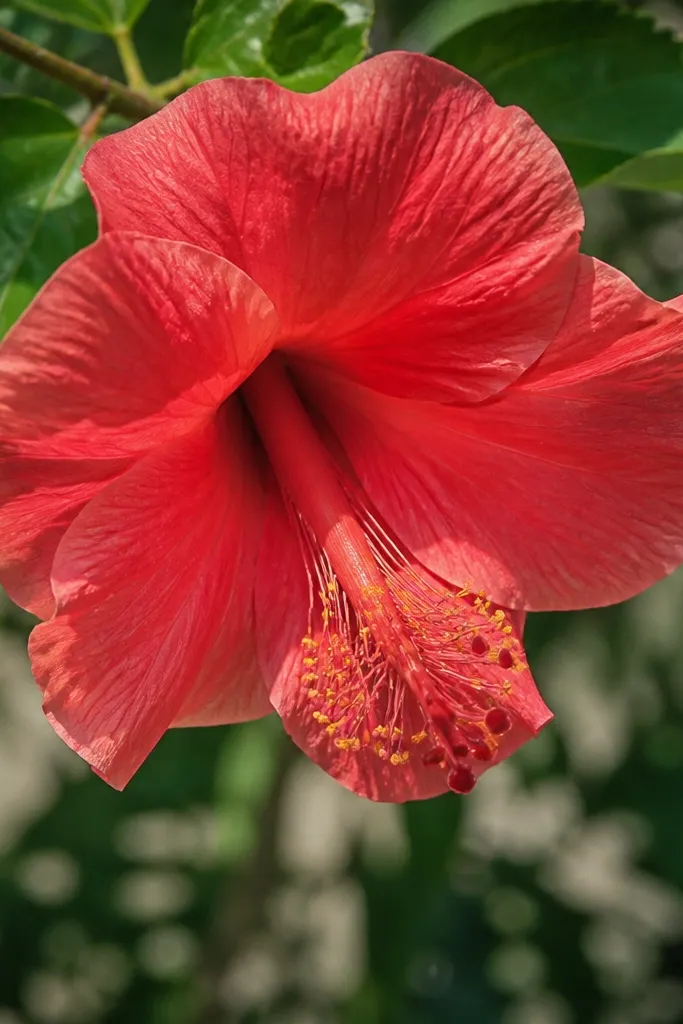 Hibiscus center drawn as a funnel with stamens radiating from the narrow tip
