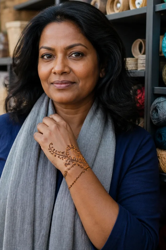 Back hand mehndi with a split wrist bracelet and chain-like outer scrolls