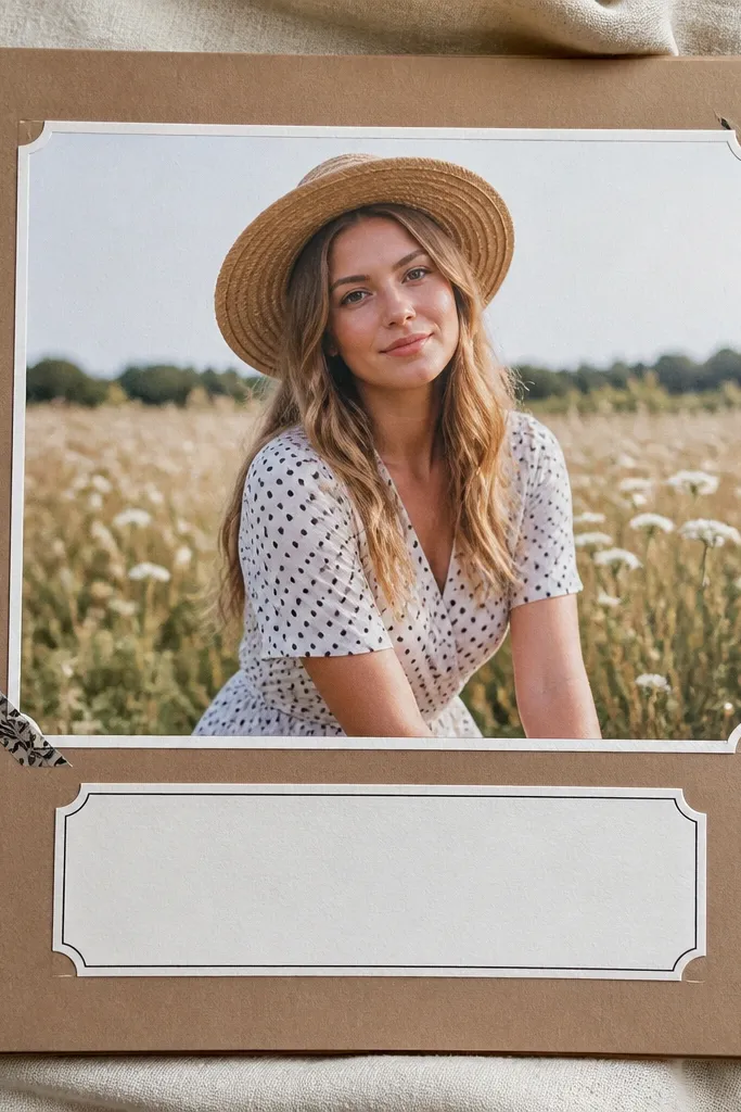 A centered with a bold caption block made from stickers in one color family