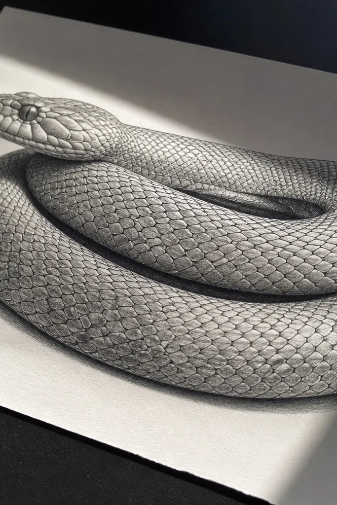 Snake coil drawing with a clear overlap shadow under the top layer