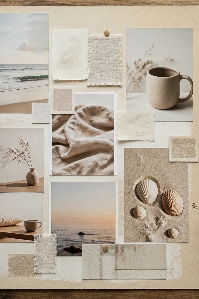 Cream paper background with warm-toned photos and tan washi tape borders
