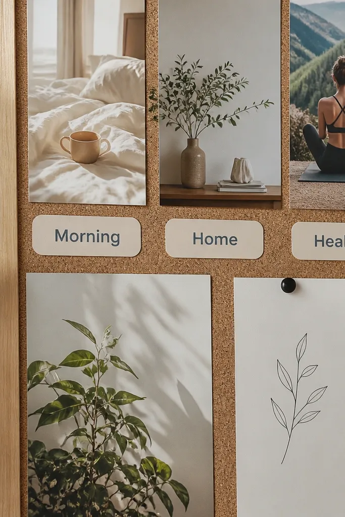 Small rounded label tags with consistent handwriting and soft clusters