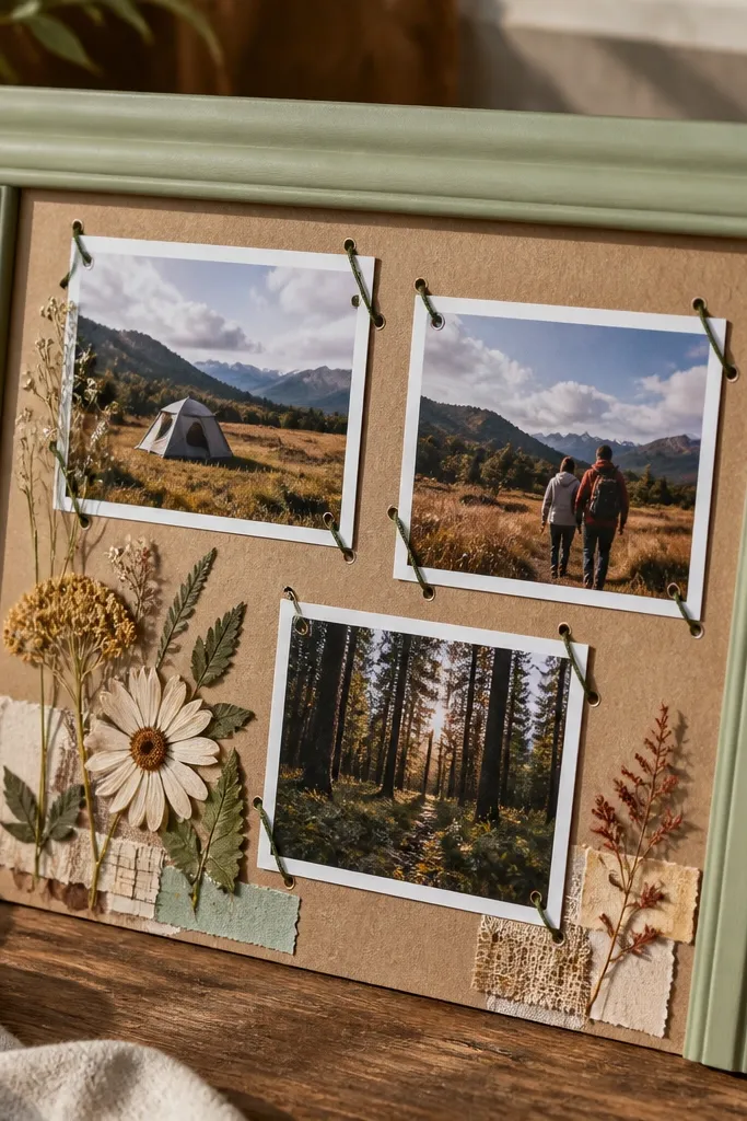 A small section of a thrifted wooden frame painted white around a