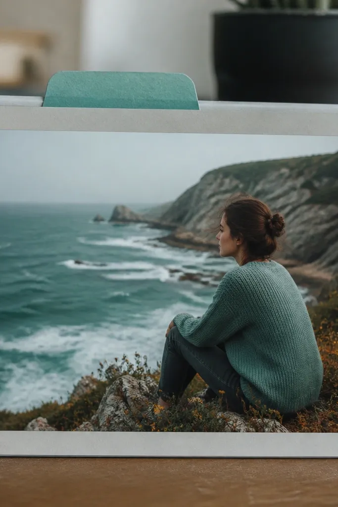 An index card style frame with a small tab label on top around a