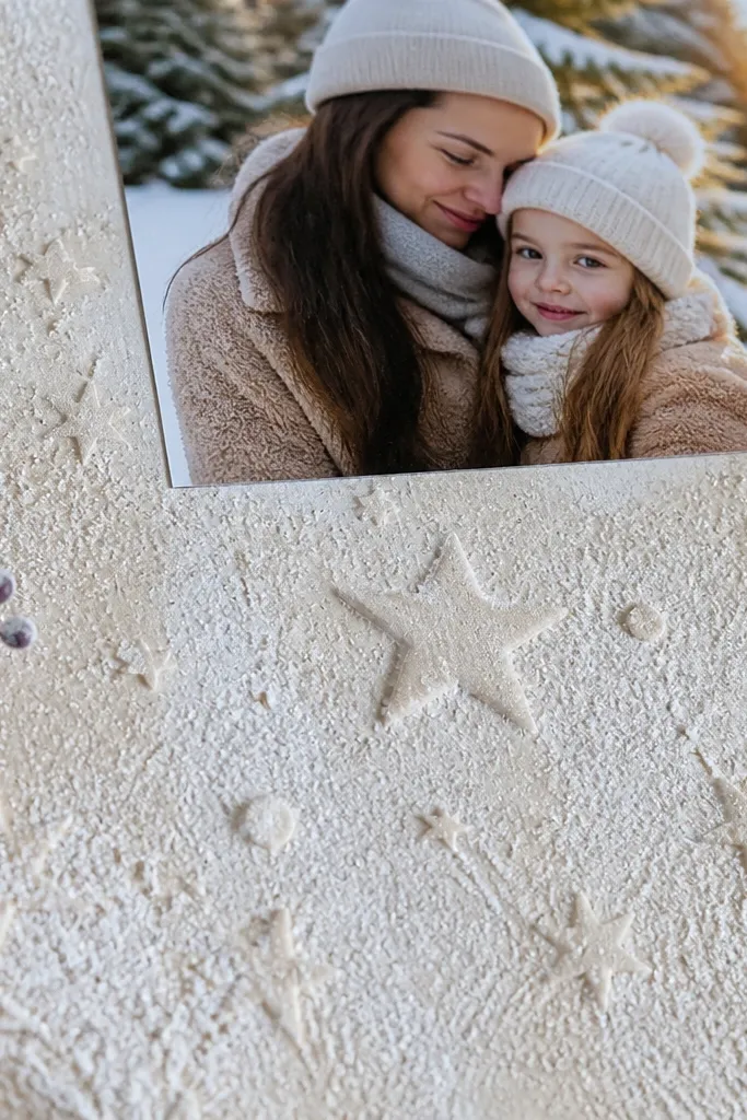 Cream page with tiny star-shaped texture and a soft paste background