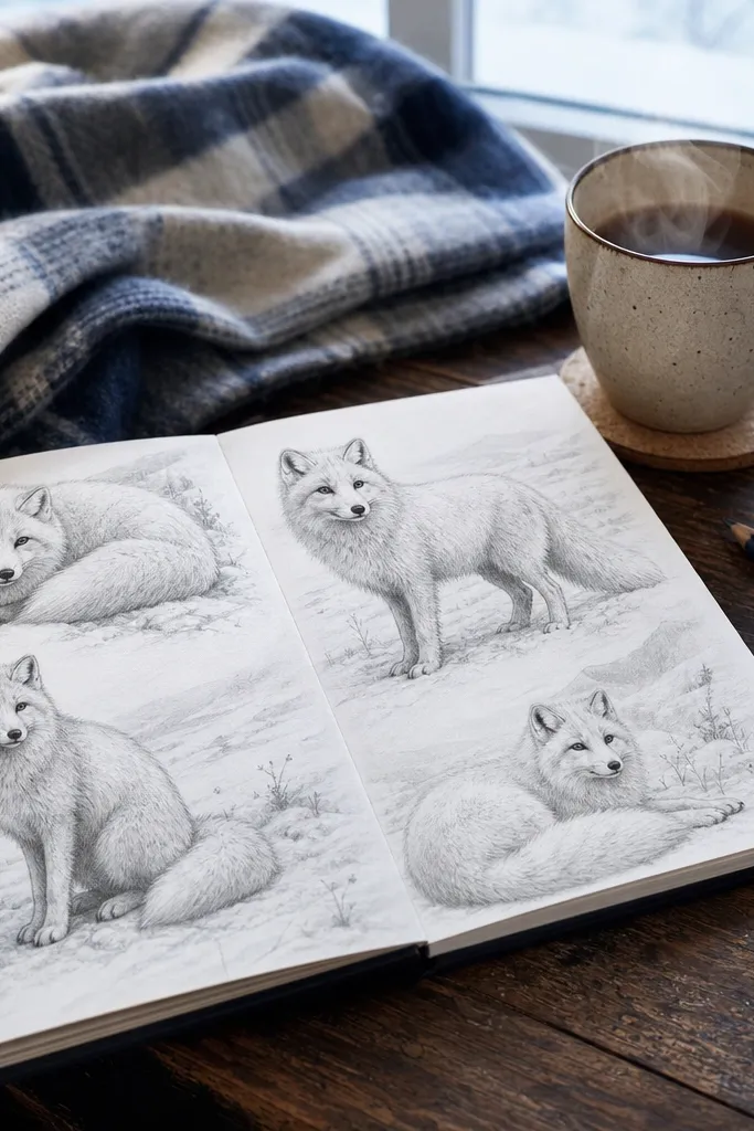 Cozy Arctic Fox Drawing Ideas