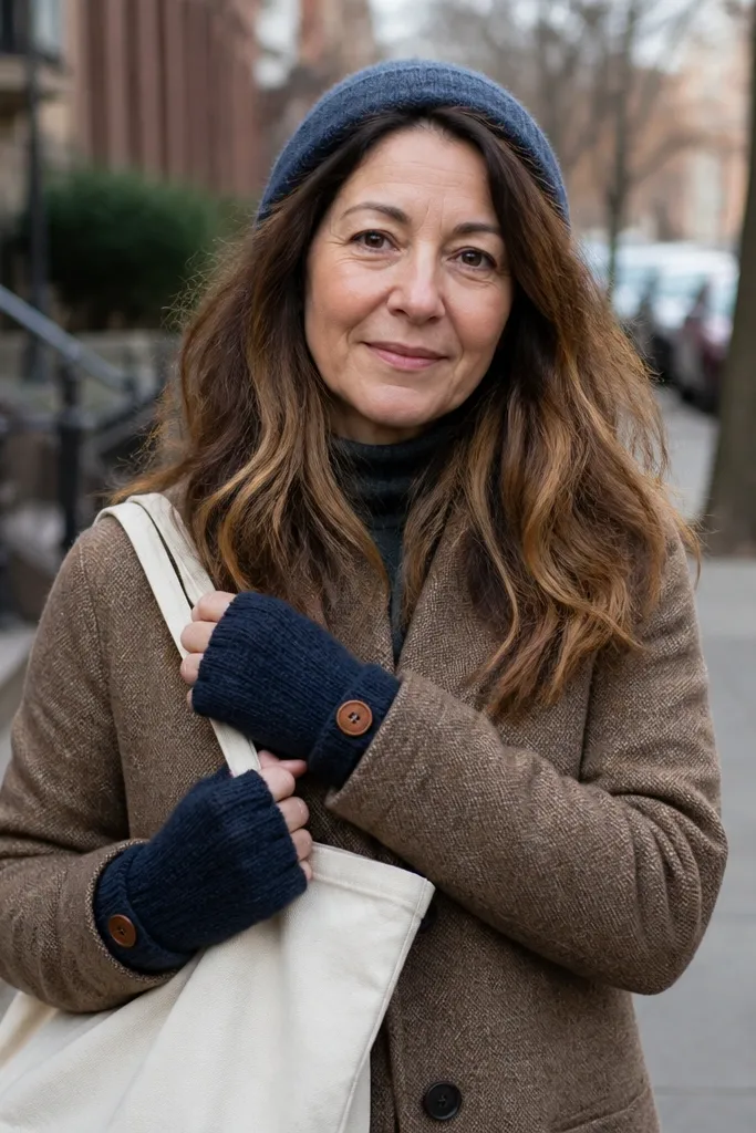 Charcoal fingerless crochet gloves with button tabs