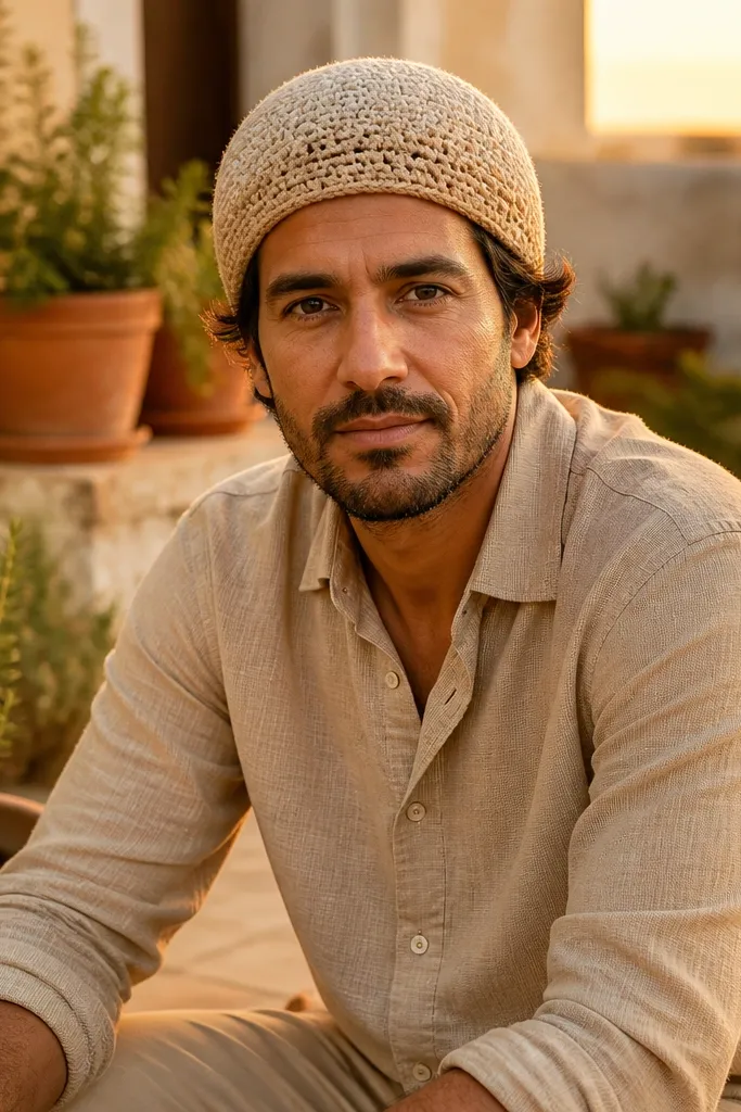 Beige beanie with subtle linen-texture rows and a clean folded brim