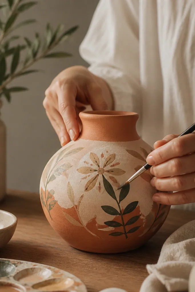 Cozy earthen pot painting ideas