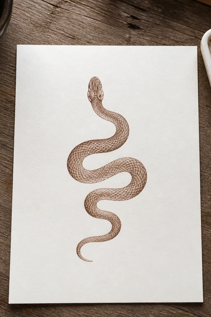 A long minimal snake with tiny scale dots and one-color shading