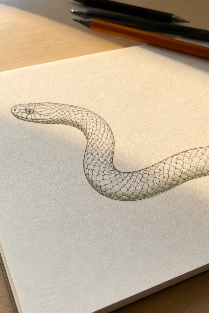 A side-view snake with rounded scale bumps and a simple head