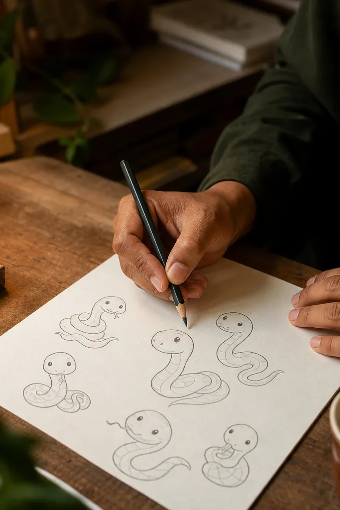 Cozy Easy Snake Drawing