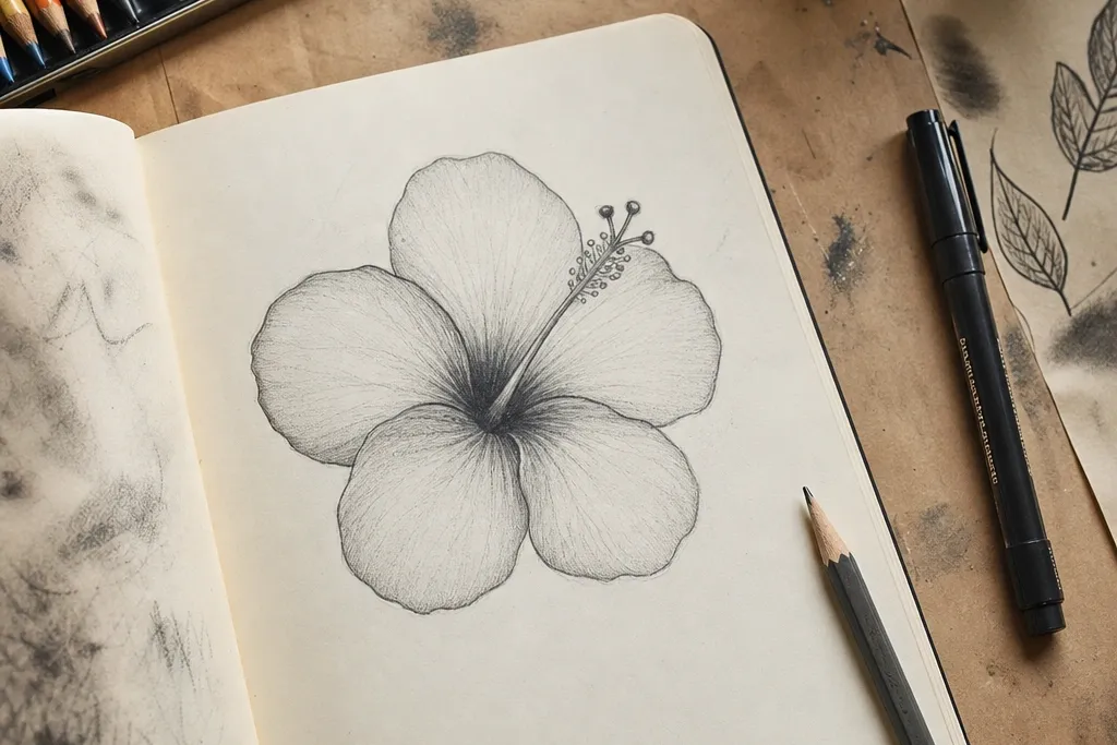 Cozy Hibiscus Flower Drawing Ideas