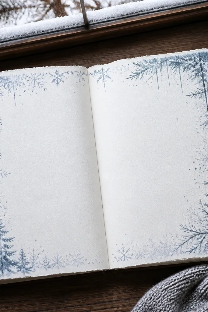 Border that looks like frosty window lines with a clean writing center