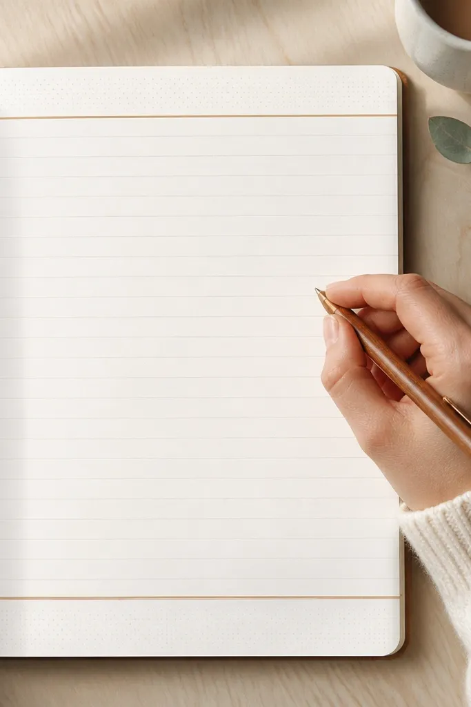 Dotted header line and warm margin border with small handwritten text space