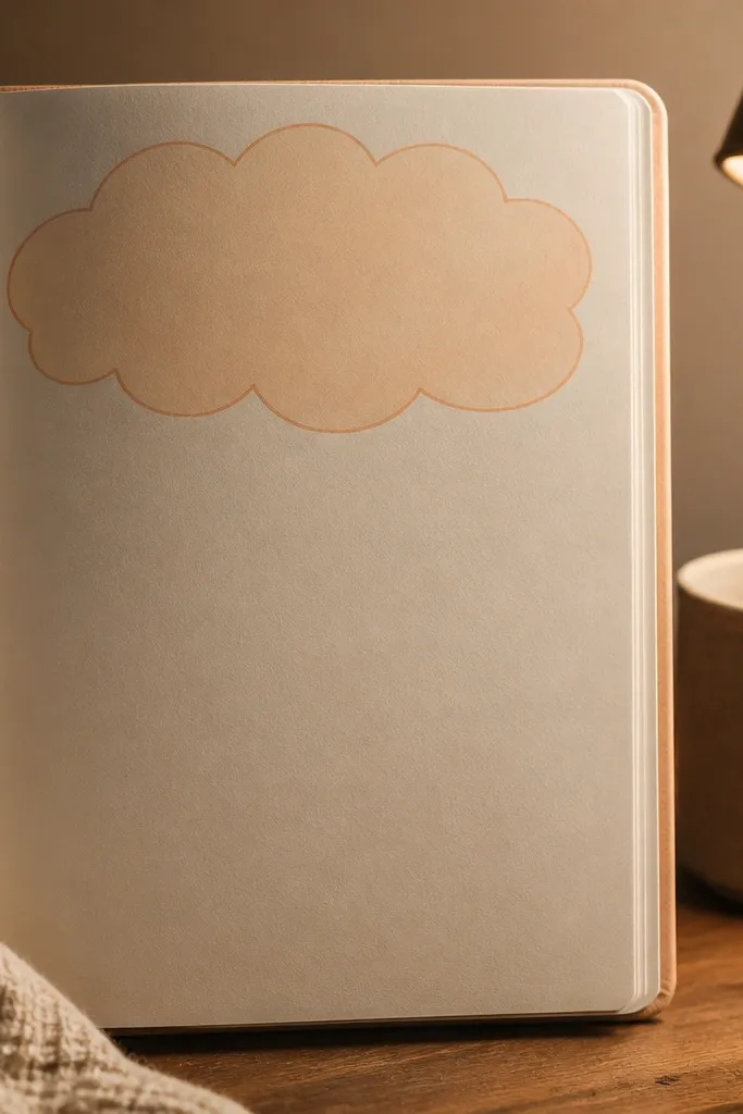 Cloud-shaped bubble header with a soft outline and warm background