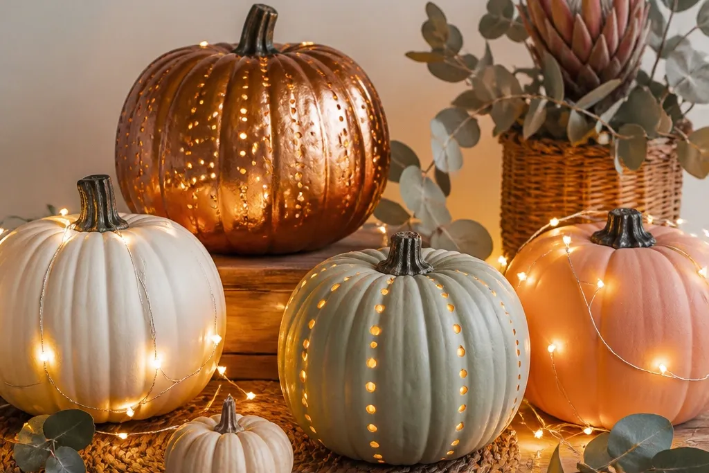 Cozy Pumpkin Decorating Ideas With Lights